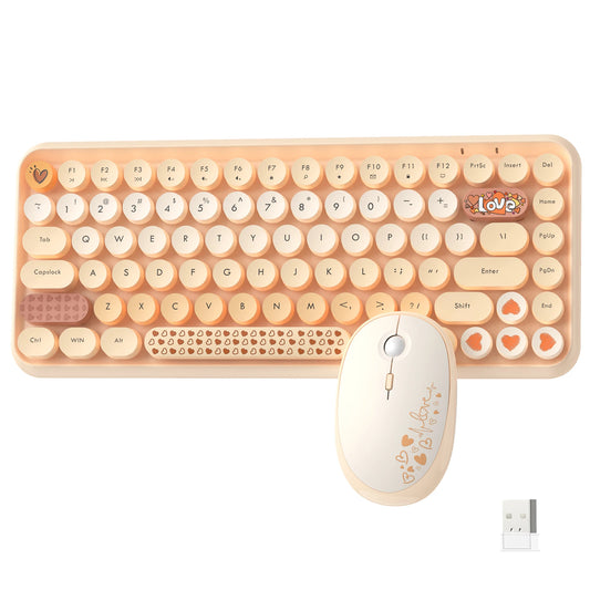 Attack Shark 308i Wireless Keyboard and Mouse Set – Color Gradient Retro Typewriter Style with Cute Round Keycaps