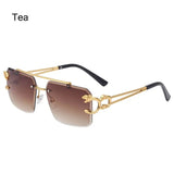 2024 Vintage Rimless Sunglasses – Oversized Square Gradient Shades with Double Bridge & UV400 Protection (Unisex)