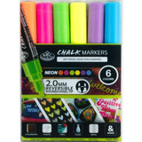 6-Piece Neon Liquid Chalk Marker Set – Non-Toxic Reversible Fine Tip, Easy-Clean Multi-Surface Pens for Artists & Crafters