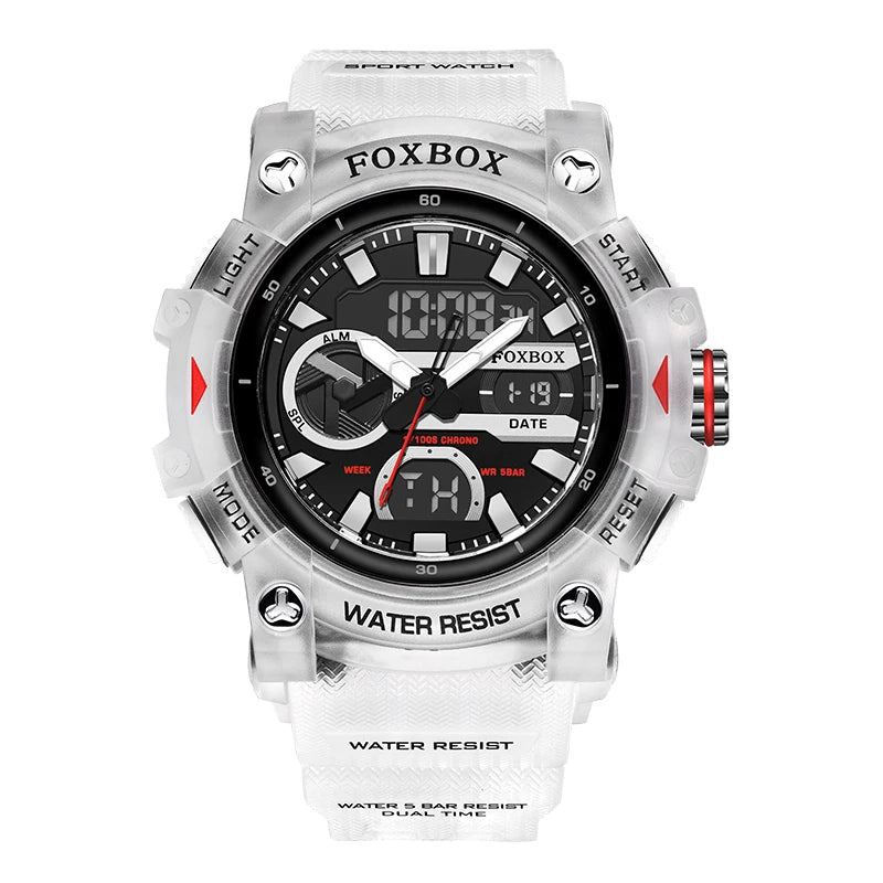 FOXBOX Men’s Sport Watch ⌚ – Shock Resistant, 50M Waterproof, LED Display, Alarm & Stopwatch