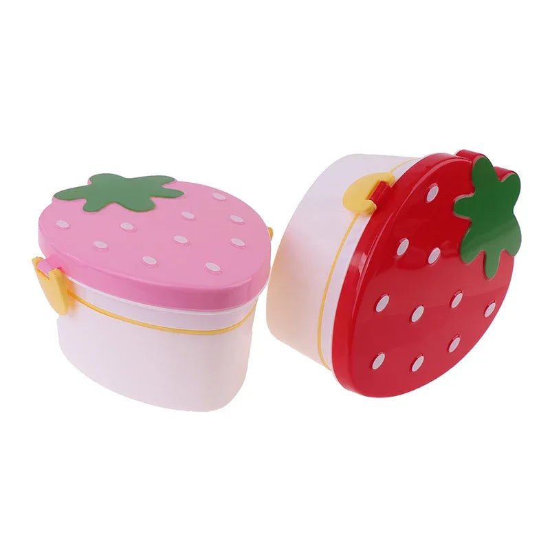 500ml Strawberry-Shaped Bento Lunch Box – Cute 2-Layer Fruit & Food Storage for Kids (Microwave-Safe)