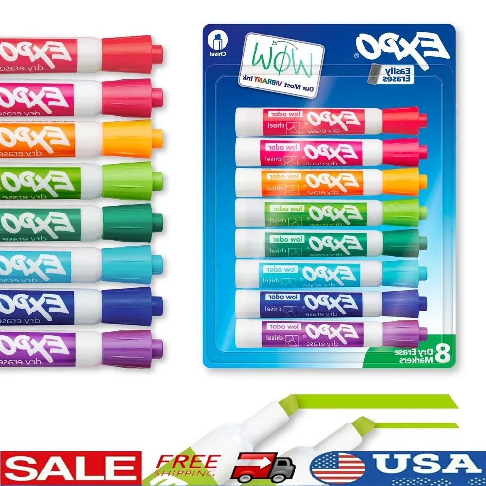 Dry Erase Markers – 8-Pack Low-Odor Chisel Tip Whiteboard Markers for Classroom, Office & Home 🖊️