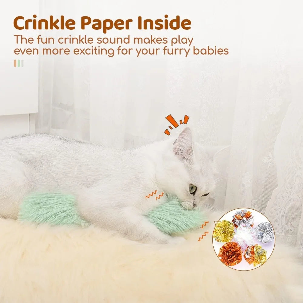 Cat Pillow Toy with Catnip – Soft & Durable Kicker Toy with Crinkle Sound, Interactive Indoor Exercise for Kittens & Cats