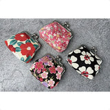 Japanese Edo Komon Coin Purse – Traditional Cherry Blossom Design Small Change Pouch (Black)