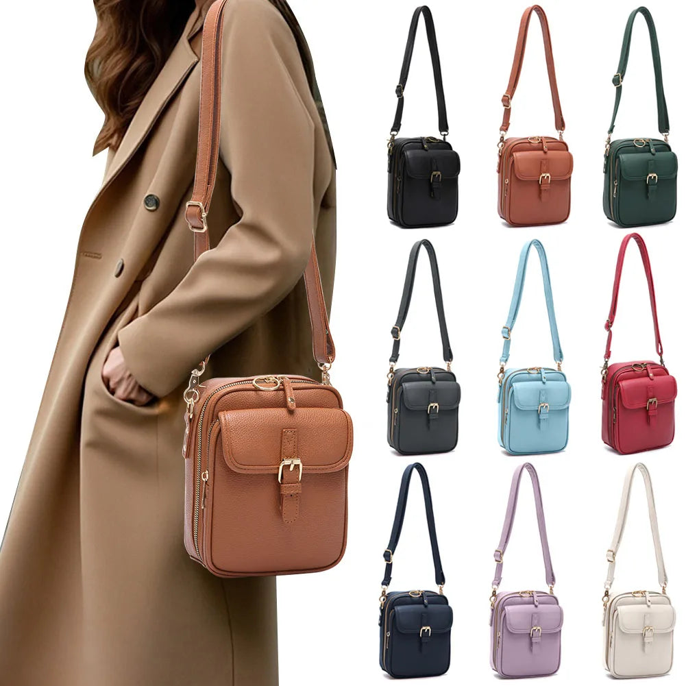 Unisex Vintage Leather Crossbody Bag – Anti-Theft Messenger Shoulder Satchel for Men & Women, Casual Travel & Daily Use