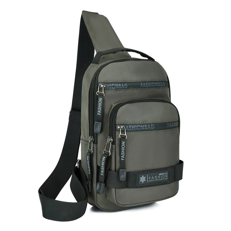Men’s Large-Capacity Nylon Chest Bag – Lightweight Korean-Style Travel Crossbody Shoulder Backpack for Daily Use