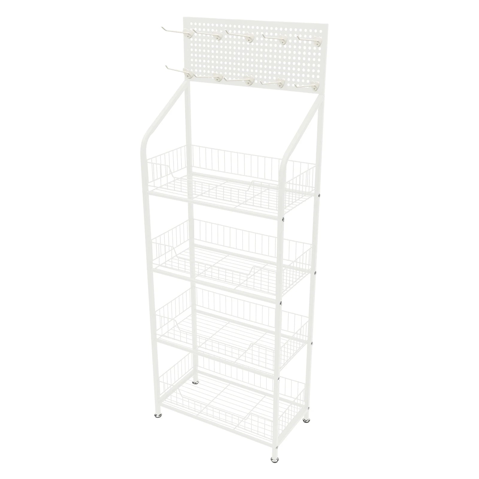 4-Tier Display Snack Rack – Wire Metal Retail Store Accessory Display with Hooks