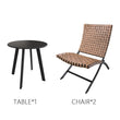 “3-Piece Leather-Texture Wicker Patio Chairs & Foldable Balcony Furniture Set with Side Table – Outdoor Lounge Seating”