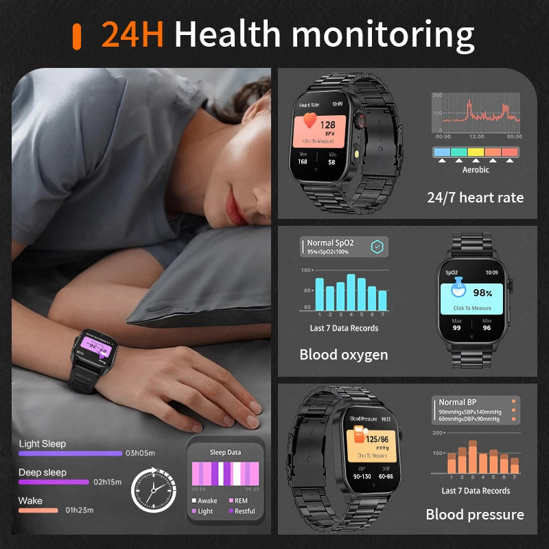 LIGE Smart Watch for Men – 2.01” HD Outdoor Sports Fitness Tracker with Bluetooth Call, Health Monitor & Built-In LED Flashlight