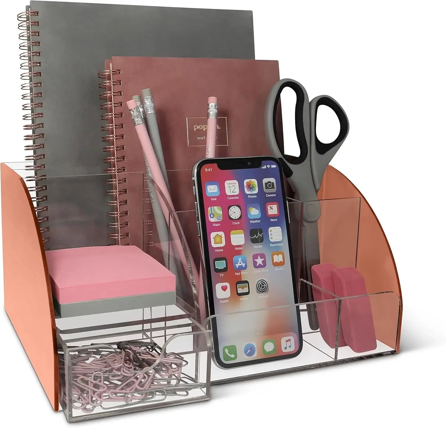 Multi-Compartment Desktop Organizer – 9-Slot Home & Office Shelf