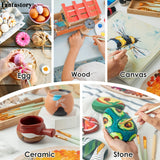 Fantastory 60 ml Acrylic Paint Set – 24 Vibrant Colors + 12 Brushes | Canvas, Wood, Glass, Stone Craft Kit