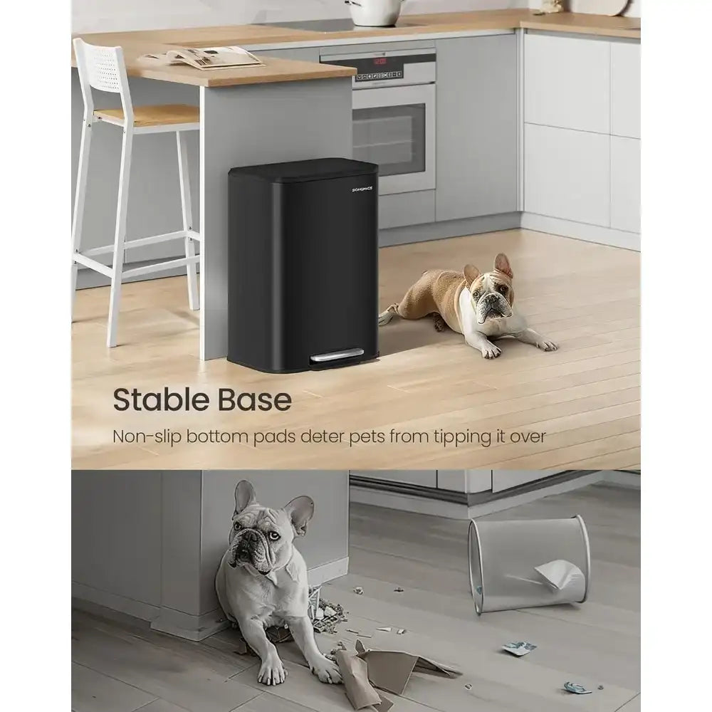 13 Gallon Stainless Steel Kitchen Trash Can – Soft-Close Lid, Non-Slip Pedal, Inner Bucket