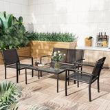 “4-Piece Outdoor Furniture Set – Black Textilene Steel Patio Conversation Set with Loveseat, Chairs & Tea Table”