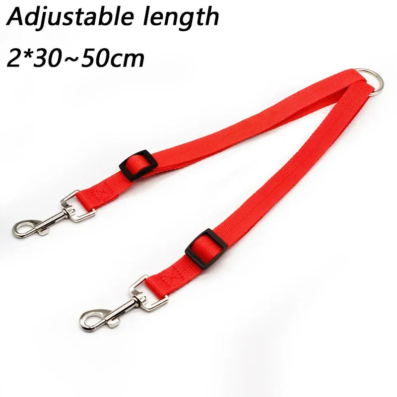Double Twin Dual Coupler Dog Leash – Adjustable V-Shape Nylon 2-in-1 Lead for Walking Two Dogs