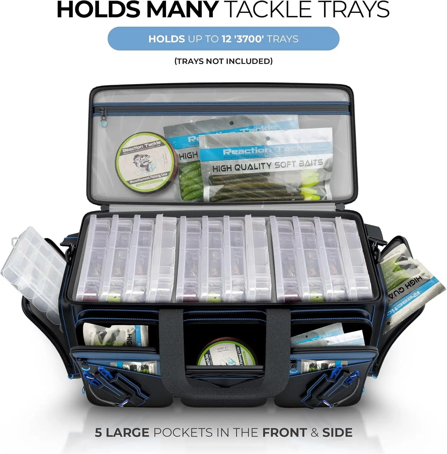 Heavy-duty saltwater-resistant tackle bag – 1000D PVC waterproof fishing storage with dividers fits 3600 & 3700 pallets