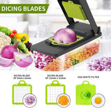 14-in-1 Multifunctional Vegetable Chopper – Manual Food Cutter, Slicer, & Shredder for Kitchen Prep