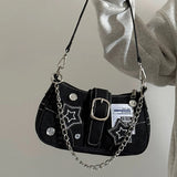 Women Y2K Star Denim Under-Arm Tote Bag – Large Capacity Cool Style Shoulder Purse for Commuting