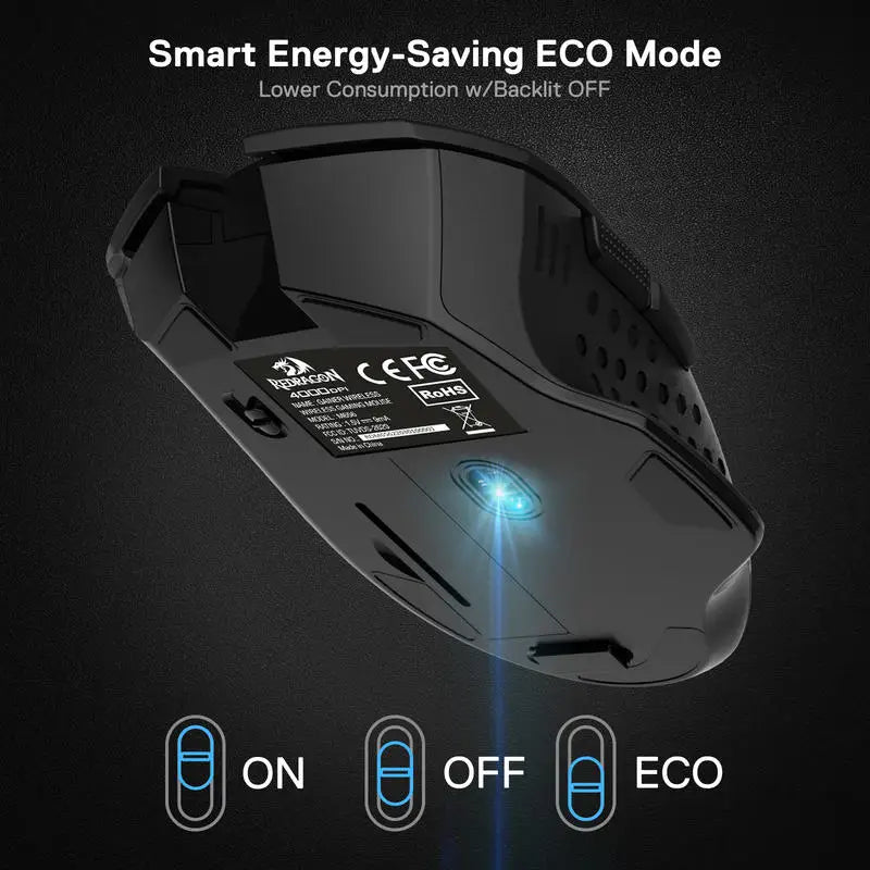Redragon M656 Gainer Wireless Gaming Mouse – 2.4G Mouse with 4,000 DPI, 5 DPI Levels, 7 Macro Buttons & Red LED Backlight