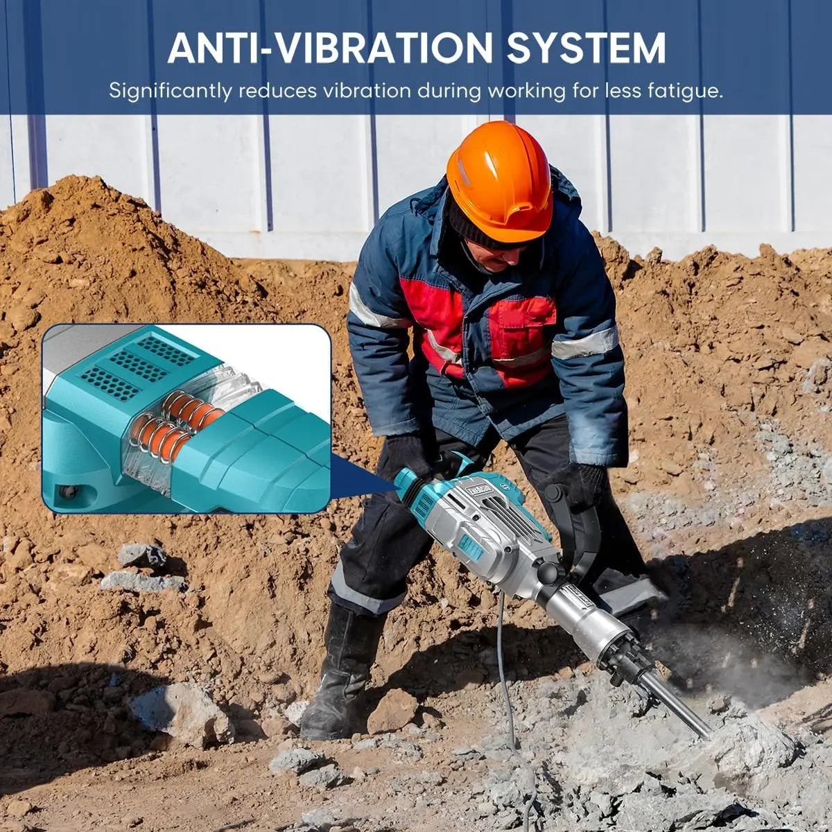 Demolition Jack Hammer – 14.5AMP SDS Hex Concrete Breaker | 65 Joules Heavy-Duty Electric Chipping Tool