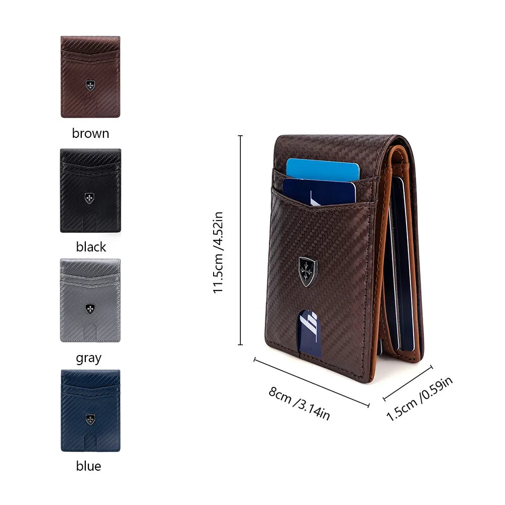 Slim RFID Leather Wallet for Men – Minimalist Bifold with Money Clip & Front Pocket Card Holder for Urban Professionals