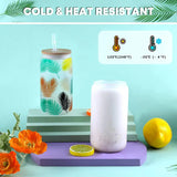 “HTVRONT 8-Pack Frosted Glass Sublimation Tumblers – 16oz Clear Cups with Bamboo Lids & Straws for DIY Iced Coffee”