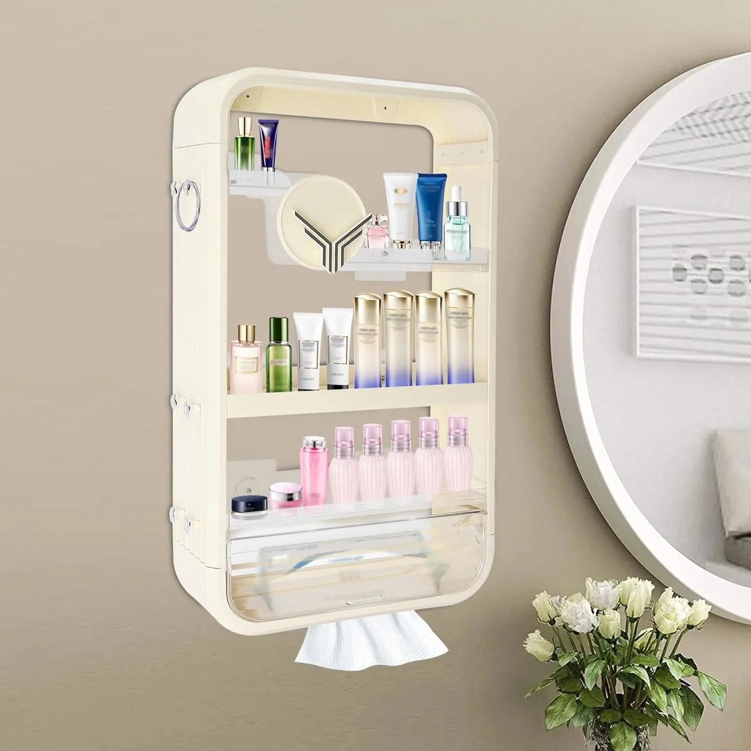 Wall-Mount Makeup Organizer Adhesive Shelf – No-Drill Bathroom & Vanity Storage