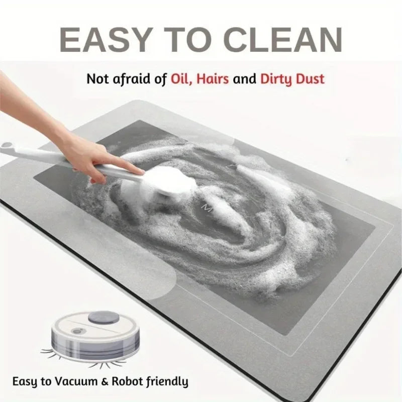 Extra Large Entrance Foyer Carpet Mat – Diatomaceous Earth Absorbent, Quick-Dry & Anti-Slip Rug for Bathroom, Kitchen & Hallway