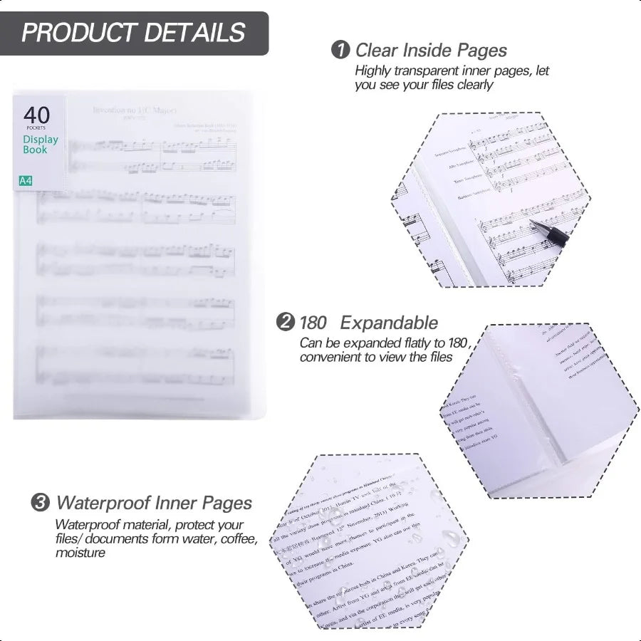 Plastic Presentation Book – 20-Pocket Portfolio Folder with Clear Sleeves for Reports & Documents 🗂️