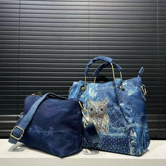 2-Piece Women’s Inlaid Elegant Shoulder Bag Set – Personalized Y2K Digital Print Street Style