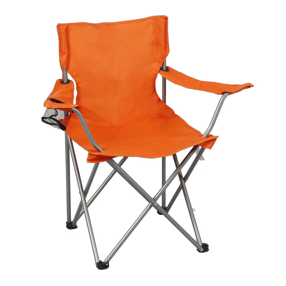 2-Pack Folding Camp Chairs with Cup Holder – Portable Quad Frame, Durable Outdoor Seating for Camping, Tailgating & Sports Events