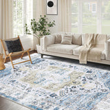 Large Vintage Area Rug 10x13 – Washable Stain-Resistant Carpet with Non-Slip Backing for Living Room & Indoor Décor