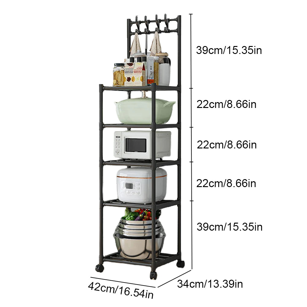 5-Tier Heavy-Duty Storage Shelves Unit – Rolling Rack with Wheels for Laundry, Kitchen & Garage