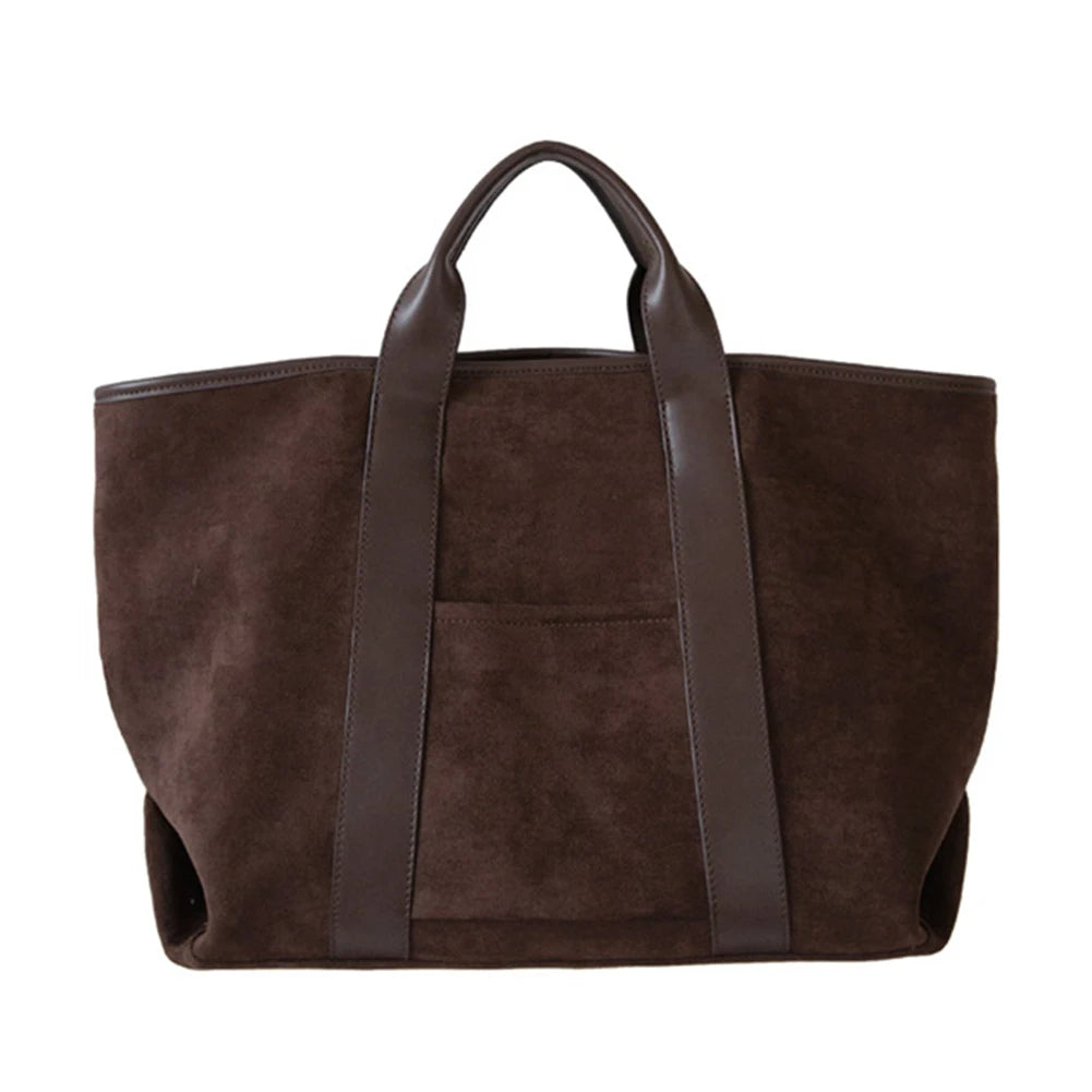 Women’s Suede Tote Bag – Large-Capacity Vintage Winter Shoulder Handbag for Shopping, Work & Daily Commute