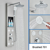 Brushed Nickel Shower Panel Column with Rainwaterfall Head & Massage Jets – Thermostatic Mixer Tap