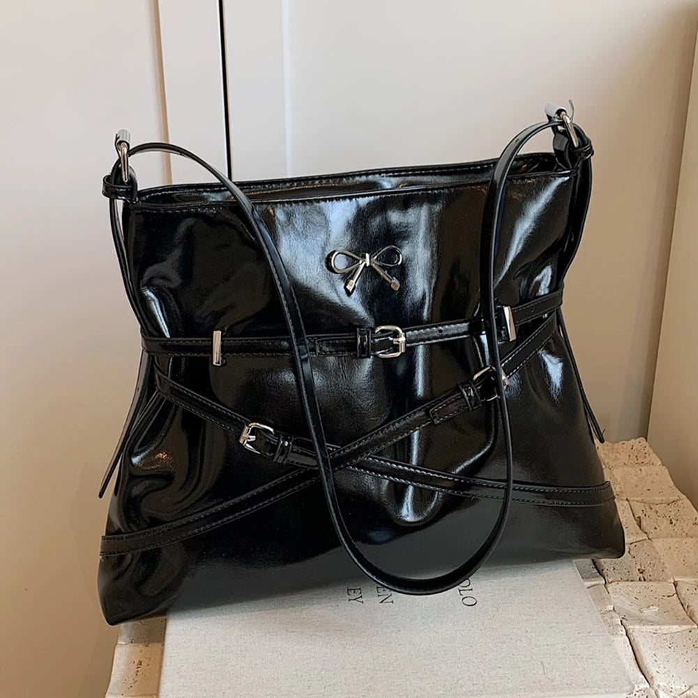 Women’s Luxury Shoulder Bag with Bow 🎀 – Elegant Solid Color Handbag & Crossbody Bag with Adjustable Strap 💼✨