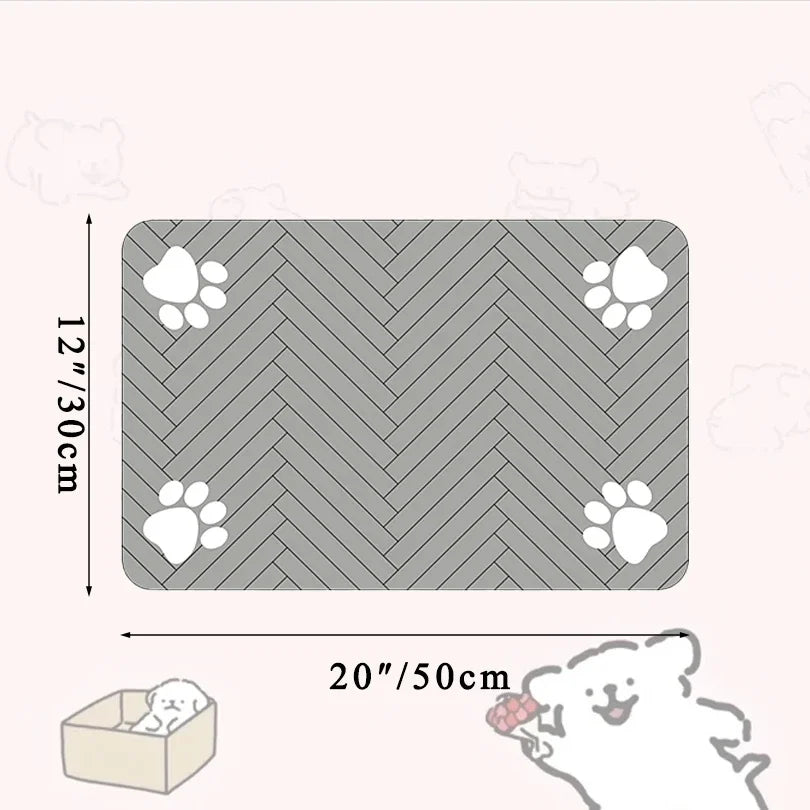 Pet Feeding Placemat – Waterproof Quick-Dry Mat with Rubber Backing for Dog & Cat Food and Water Bowls