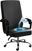 Waterproof Stretch Chair Cover for Office Chairs – PU Leather Slipcover with Elastic Base, Universal Fit Rotating Computer Seat
