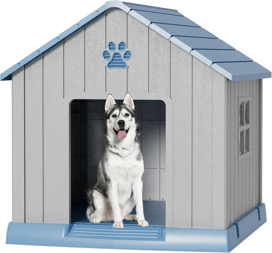 Large Outdoor Plastic Dog House – Durable Waterproof Kennel with Air Vents & Elevated Floor for All Breeds