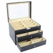 PU Leather Sunglasses Display Box with Glass Window – Jewelry Organizer for Glasses, Rings & Necklaces
