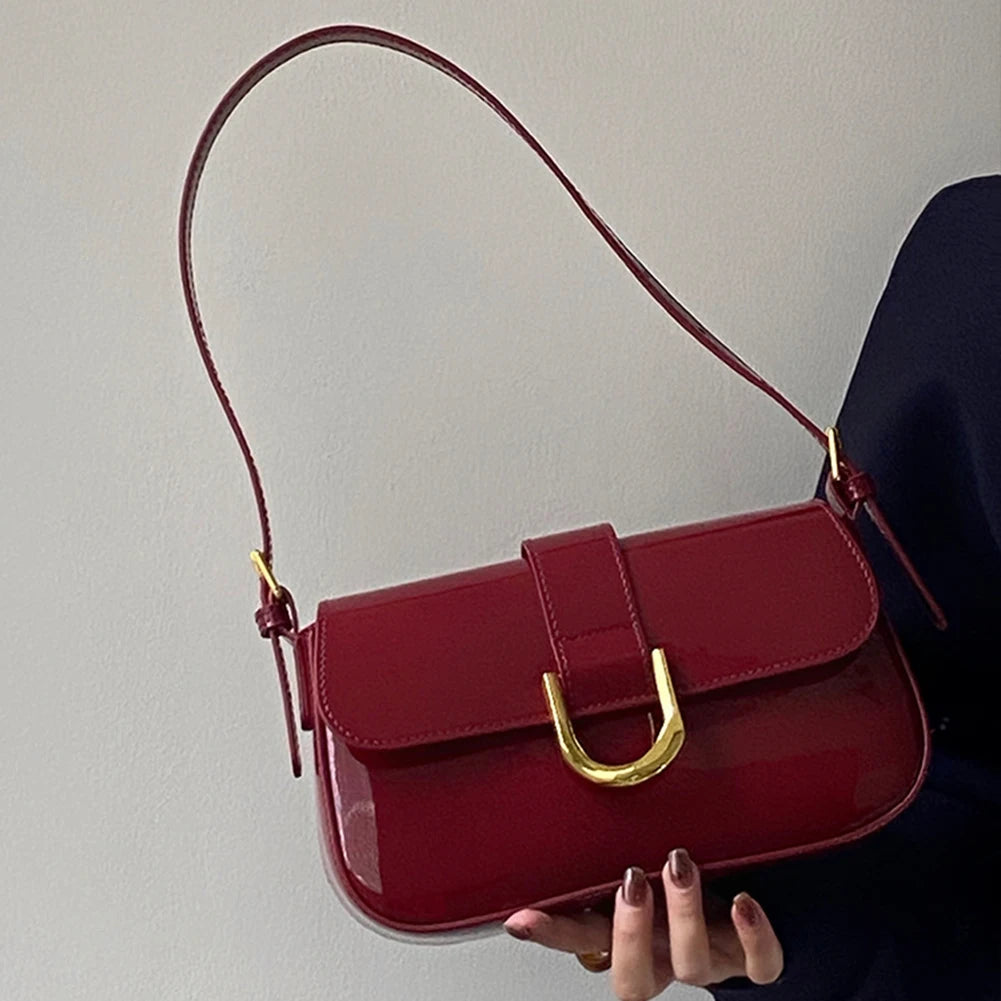 Women’s Patent Leather Flap Satchel – Versatile Vintage Shoulder, Tote & Crossbody Bag 👜✨