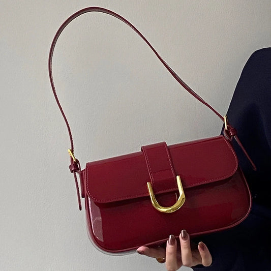 Women’s Patent Leather Flap Satchel – Versatile Vintage Shoulder, Tote & Crossbody Bag 👜✨