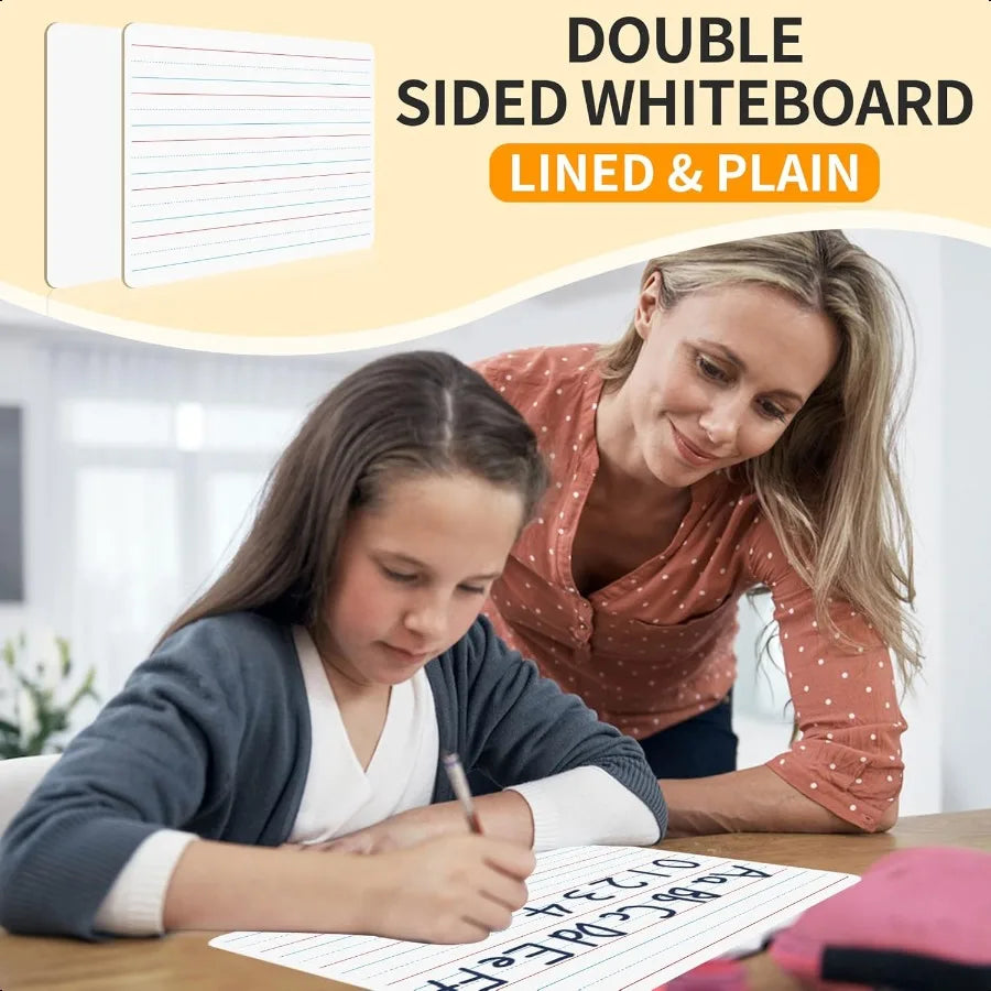 2-Pack Small Whiteboard Set – Double-Sided Ruled Dry Erase Boards for Students 🧠🖊️