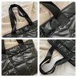 Women’s Cotton-Padded Large-Capacity Tote Bag – Quilted Rhombus Solid Colour Handbag