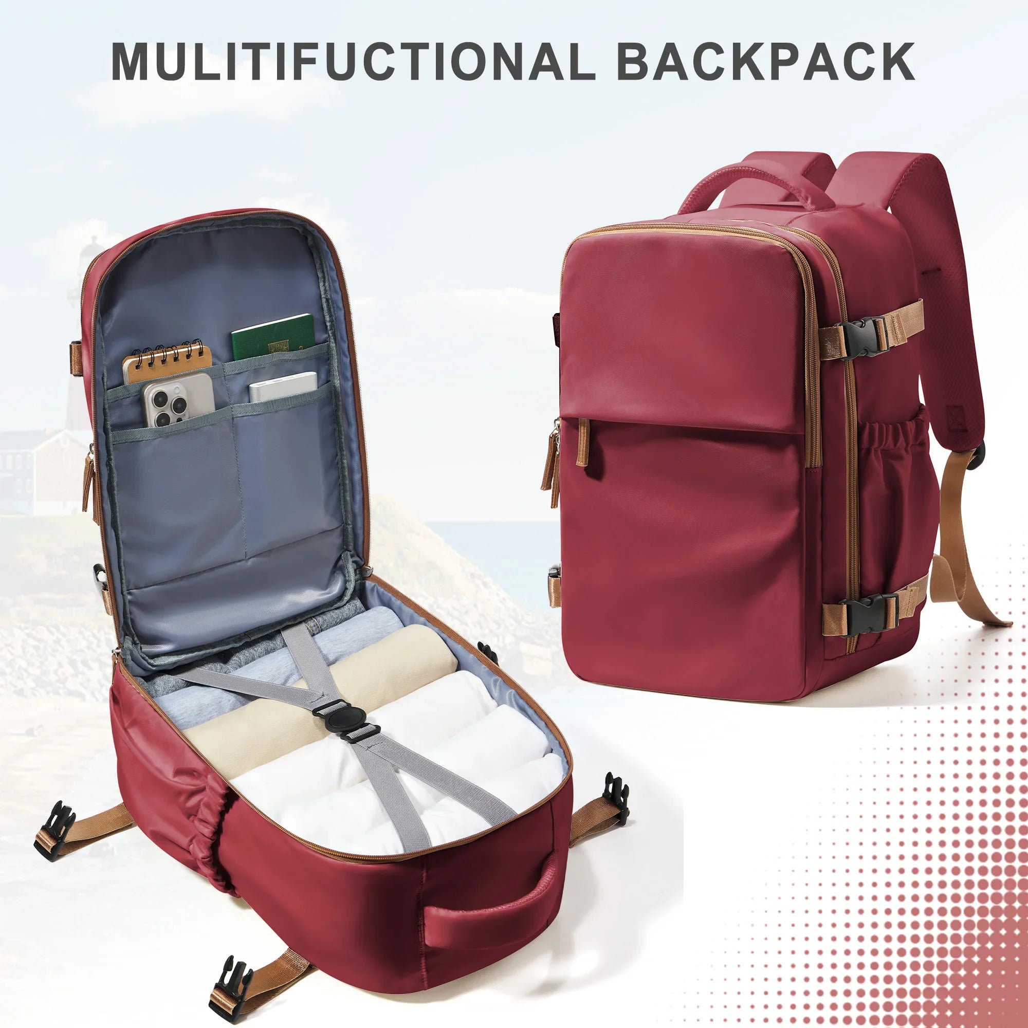 Cabin Travel Backpack – 40×30×20 cm Carry-On, Fits 15.6″ Laptop, Airline-Compliant
