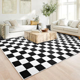 Modern Checkered Area Rug – Soft Plaid Carpet for Living Room & Bedroom Décor