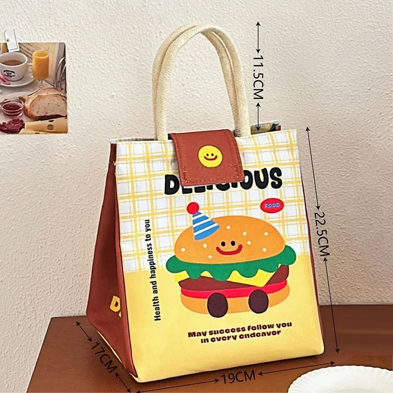 Cute Cartoon Insulated Lunch Bag – Waterproof Thermal Breakfast Organizer for Kids & Travel