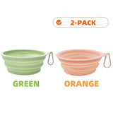 2-Pack Collapsible Pet Silicone Bowls – Portable Folding Food & Water Dishes with Carabiner for Dogs & Cats, Camping & Travel