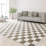 Modern Checkered Area Rug – Soft Plaid Carpet for Living Room & Bedroom Décor