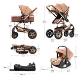 3-in-1 Baby Travel System – Stroller + Isofix Base + Reversible Pram for Newborn to Toddler