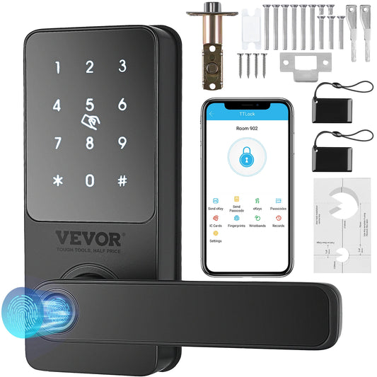 VEVOR Smart Lock 5-in-1 Smart Door Knob – Fingerprint, Keypad & App-Controlled Deadbolt with Independent Handle